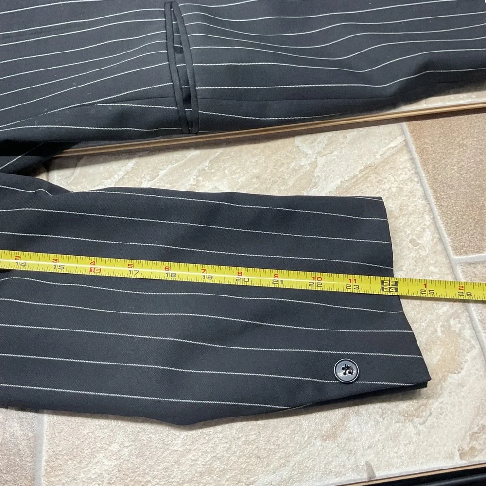 Samuelsohn SB Gable Men 46R Black Pinstripe Super 120s Wool 2-Button Blazer